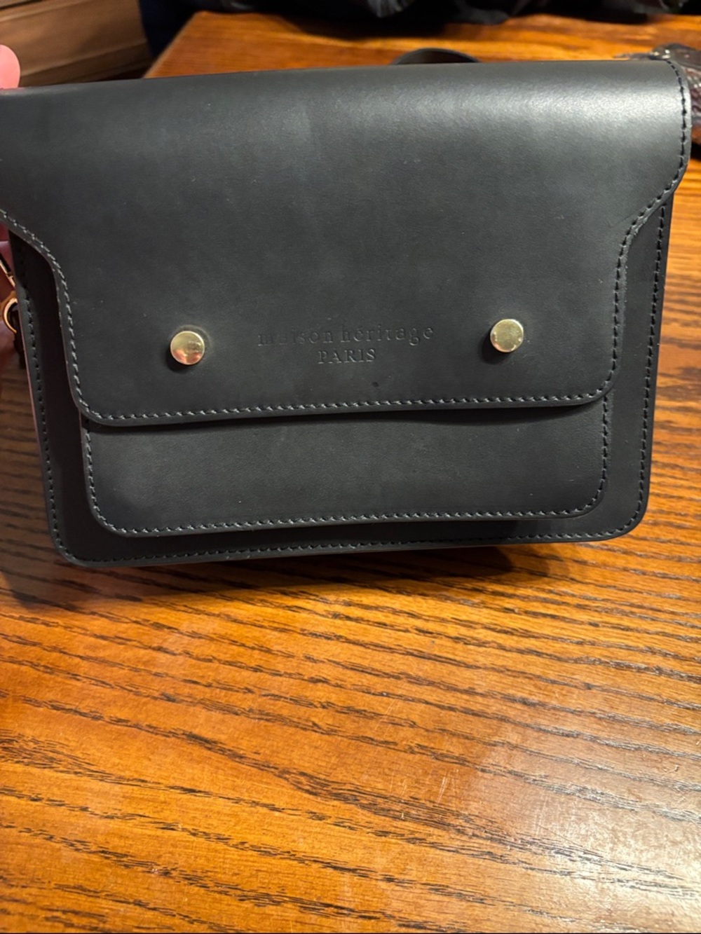 Maison Heritage Paris Black Leather Crossbody Bag